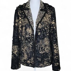 Chico's Animal Clawed Print Jacket Blazer M 8 Witchy Whimsigoth Artsy Unique